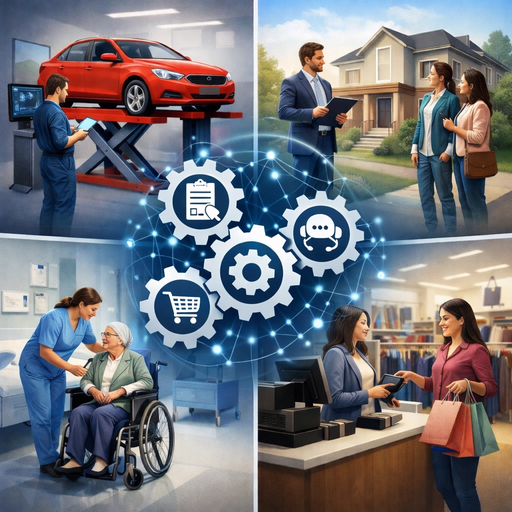 Automotive, Estate, Care, Retail pre-built automations